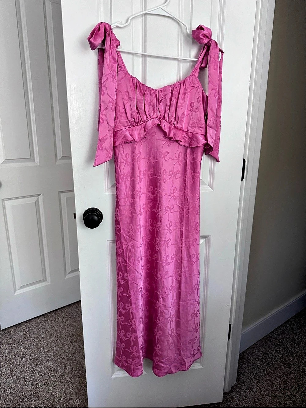 Trixxi Pink Bow Print Maxi Dress Size Small